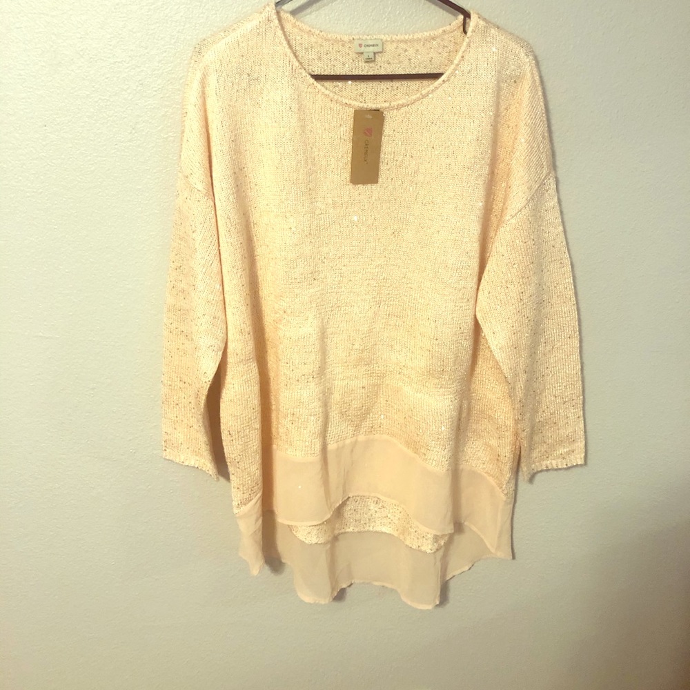Cremieux Peach Sparkle Sweater